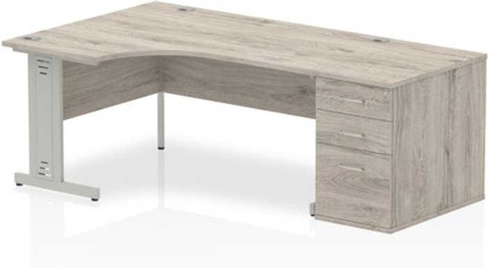 Office Monster | Impulse Impulse 1600 Left Hand Wire Managed Workstation 800 Pedestal Bundle Grey Oak Impulse Impulse 1600 Left Hand Wire Managed Workstation 800 Pedestal Bundle Grey Oak