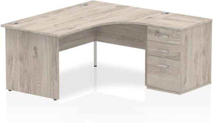 Office Monster | Impulse Impulse 1600 Right Hand Panel End Workstation 600 Pedestal Bundle Grey Oak Impulse Impulse 1600 Right Hand Panel End Workstation 600 Pedestal Bundle Grey Oak