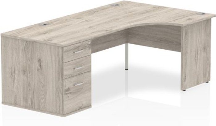 Office Monster | Impulse Impulse 1600 Right Hand Panel End Workstation 800 Pedestal Bundle Grey Oak Impulse Impulse 1600 Right Hand Panel End Workstation 800 Pedestal Bundle Grey Oak