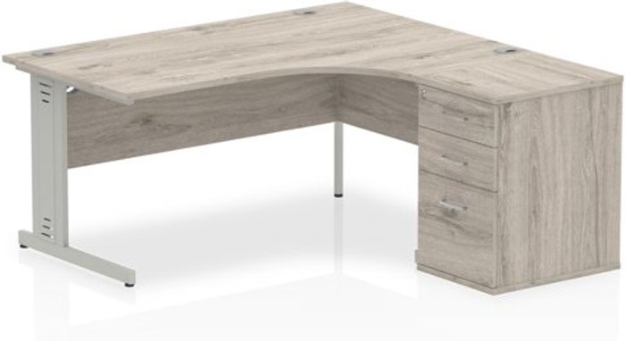 Office Monster | Impulse Impulse 1600 Right Hand Wire Managed Workstation 600 Pedestal Bundle Grey Oak Impulse Impulse 1600 Right Hand Wire Managed Workstation 600 Pedestal Bundle Grey Oak