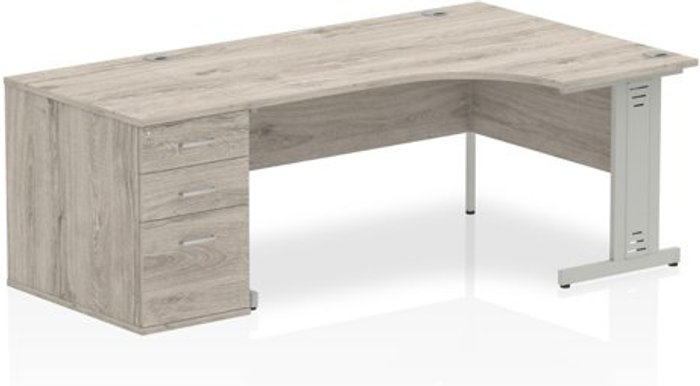 Office Monster | Impulse Impulse 1600 Right Hand Wire Managed Workstation 800 Pedestal Bundle Grey Oak Impulse Impulse 1600 Right Hand Wire Managed Workstation 800 Pedestal Bundle Grey Oak