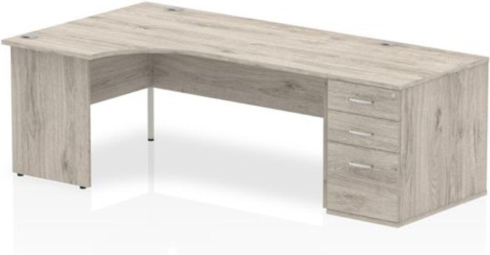 Office Monster | Impulse Impulse 1800 Left Hand Panel End Workstation 800 Pedestal Bundle Grey Oak Impulse Impulse 1800 Left Hand Panel End Workstation 800 Pedestal Bundle Grey Oak