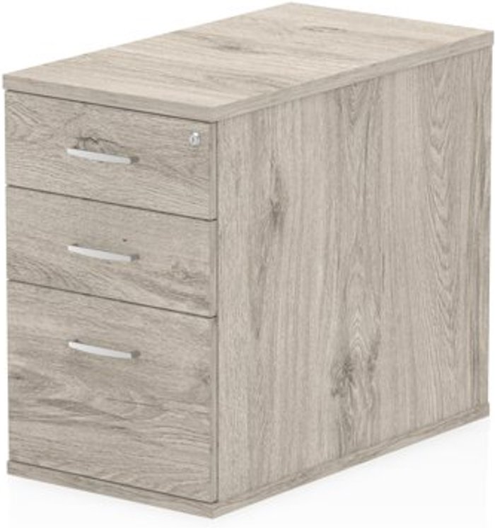 Office Monster | Impulse Impulse 800 Desk High Pedestal 3 Drawer Grey Oak Impulse Impulse 800 Desk High Pedestal 3 Drawer Grey Oak