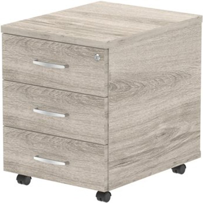 Office Monster | Impulse Impulse Mobile Pedestal 3 Drawer Grey Oak Impulse Impulse Mobile Pedestal 3 Drawer Grey Oak