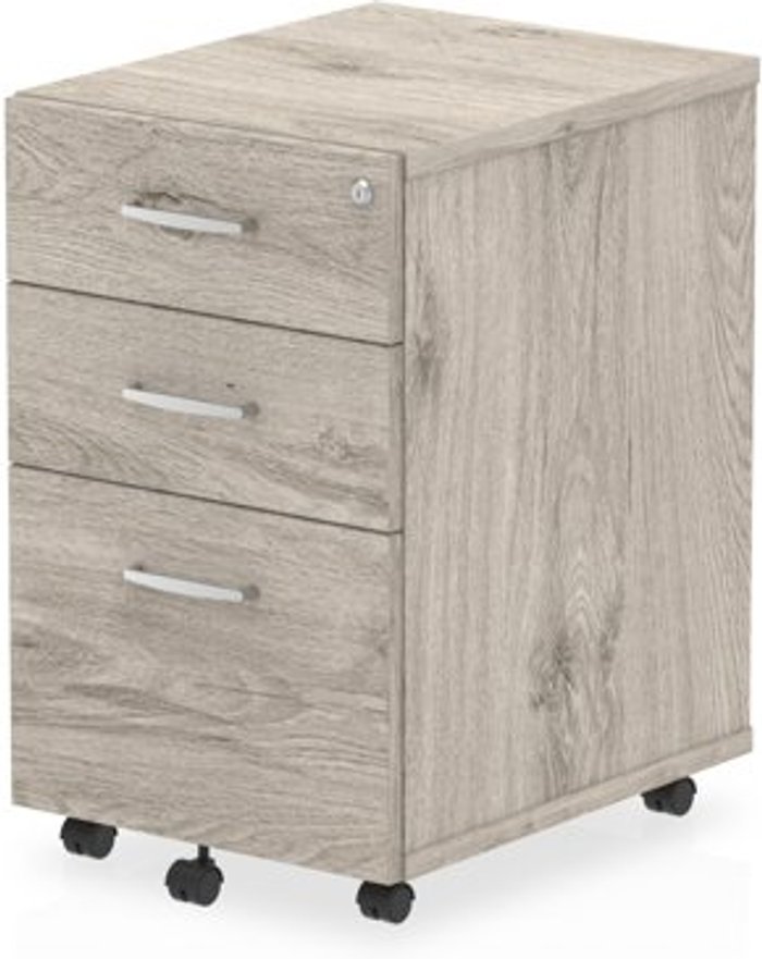 Office Monster | Impulse Impulse Under Desk Pedestal 3 Drawer Grey Oak Impulse Impulse Under Desk Pedestal 3 Drawer Grey Oak