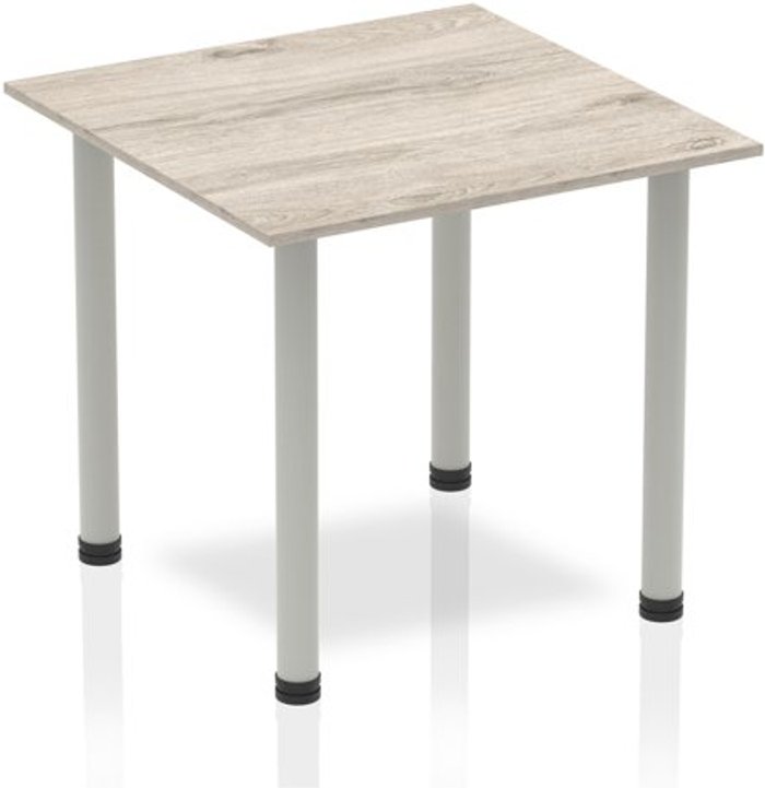 Office Monster | Impulse Impulse Square Table 800 Grey Oak Post Leg Silver Impulse Impulse Square Table 800 Grey Oak Post Leg Silver