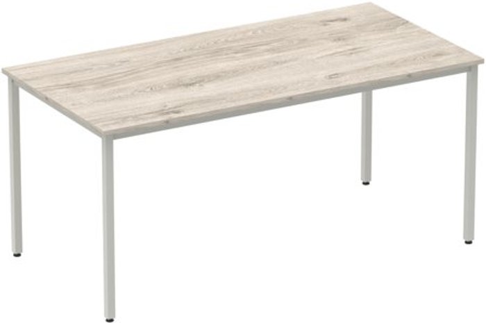 Office Monster | Impulse Impulse Straight Table 1600 Grey Oak Box Frame Leg Silver Impulse Impulse Straight Table 1600 Grey Oak Box Frame Leg Silver
