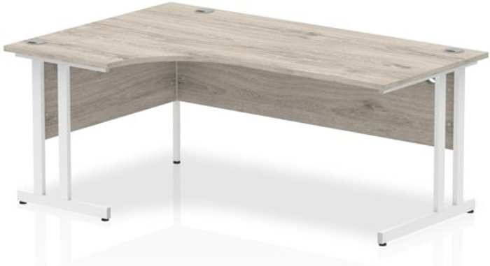 Office Monster | Impulse Impulse 1800 Left Hand White Crescent Cantilever Leg Desk Grey Oak Impulse Impulse 1800 Left Hand White Crescent Cantilever Leg Desk Grey Oak