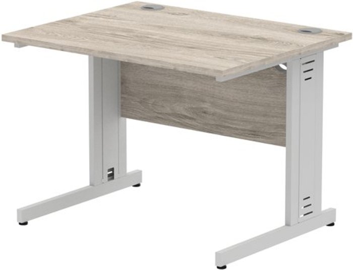 Office Monster | Impulse Impulse Cable Managed 1000 Rectangle Desk Grey Oak Impulse Impulse Cable Managed 1000 Rectangle Desk Grey Oak