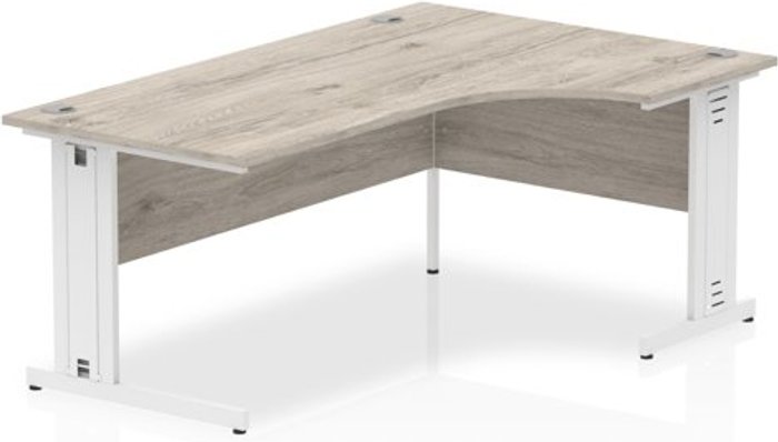 Office Monster | Impulse Impulse 1600 Right Hand White Crescent Cable Managed Leg Desk Grey Oak Impulse Impulse 1600 Right Hand White Crescent Cable Managed Leg Desk Grey Oak