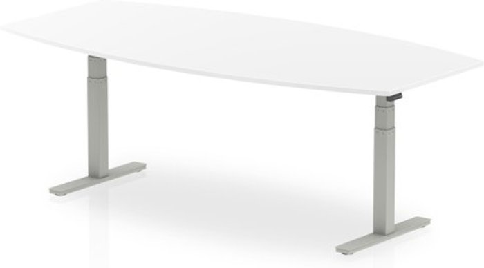 Office Monster | High Gloss High Gloss 2400mm Writable Boardroom Table White Top Silver Height Adjustable Leg High Gloss High Gloss 2400mm Writable Boardroom Table White Top Silver Height Adjustable Leg
