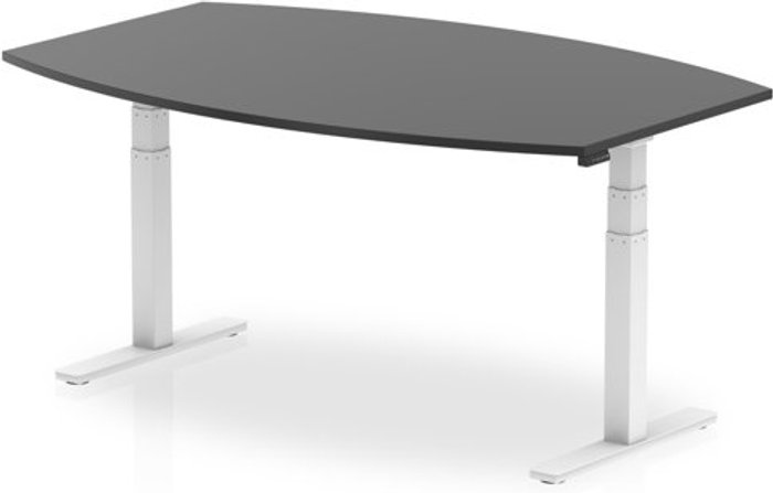 Office Monster | High Gloss High Gloss 1800mm Writable Boardroom Table Black Top White Height Adjustable Leg High Gloss High Gloss 1800mm Writable Boardroom Table Black Top White Height Adjustable Leg