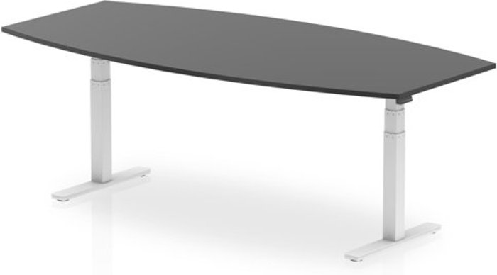 Office Monster | High Gloss High Gloss 2400mm Writable Boardroom Table Black Top White Height Adjustable Leg High Gloss High Gloss 2400mm Writable Boardroom Table Black Top White Height Adjustable Leg