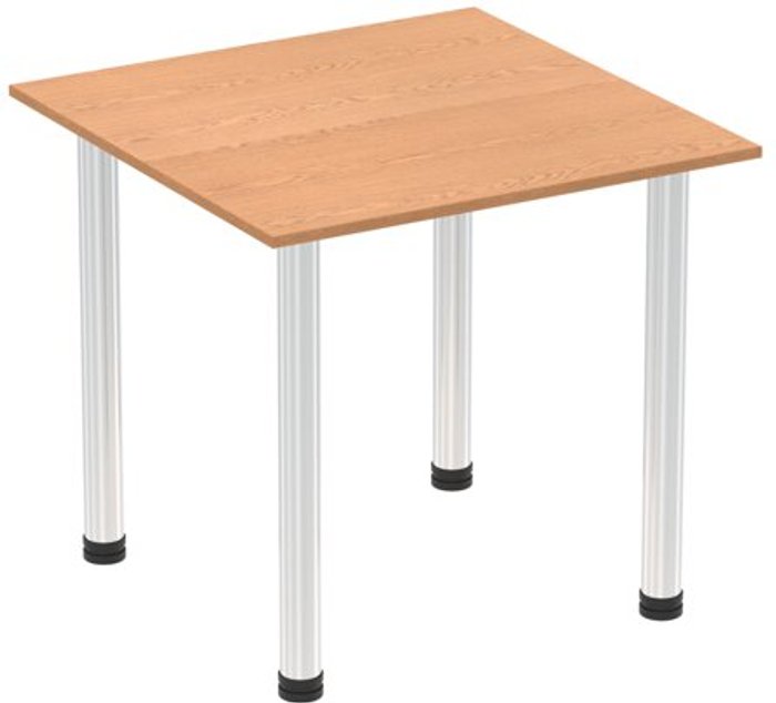 Office Monster | Impulse Impulse 800mm Square Table Oak Top Chrome Post Leg Impulse Impulse 800mm Square Table Oak Top Chrome Post Leg