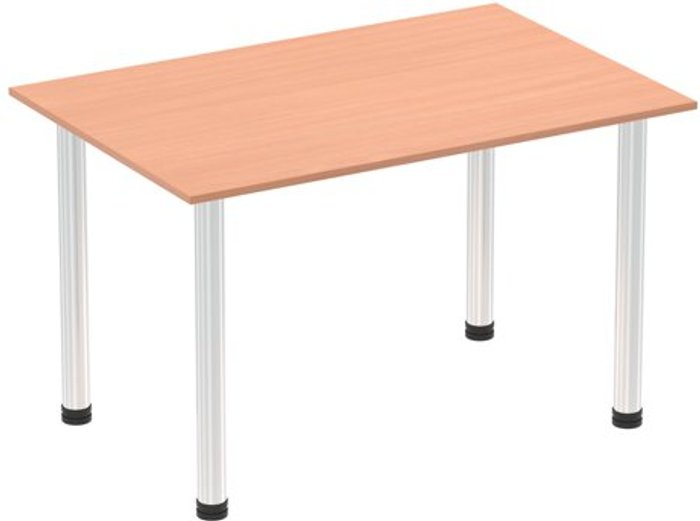 Office Monster | Impulse Impulse 1200mm Straight Table Beech Top Chrome Post Leg Impulse Impulse 1200mm Straight Table Beech Top Chrome Post Leg