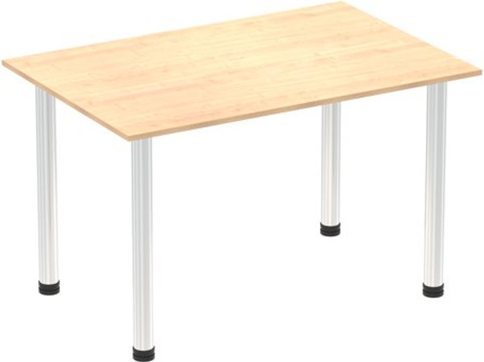 Office Monster | Impulse Impulse 1200mm Straight Table Maple Top Chrome Post Leg Impulse Impulse 1200mm Straight Table Maple Top Chrome Post Leg