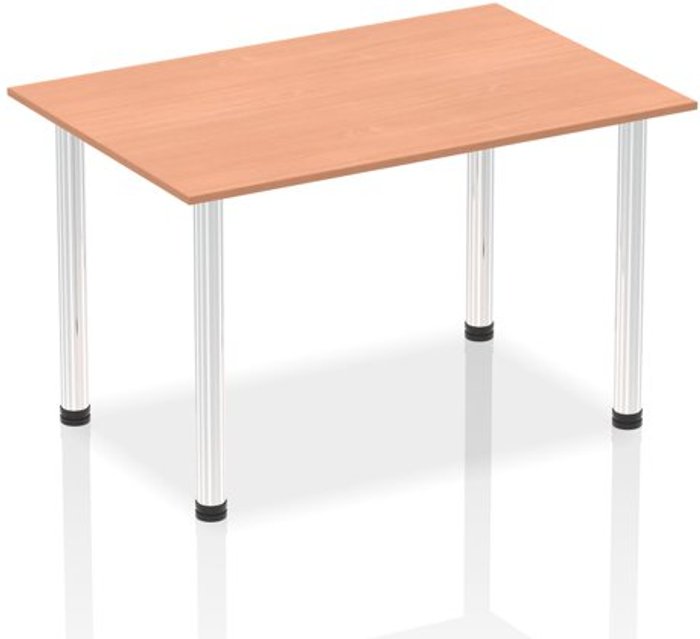 Office Monster | Impulse Impulse 1400mm Straight Table Beech Top Chrome Post Leg Impulse Impulse 1400mm Straight Table Beech Top Chrome Post Leg