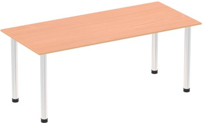 Office Monster | Impulse Impulse 1800mm Straight Table Beech Top Chrome Post Leg Impulse Impulse 1800mm Straight Table Beech Top Chrome Post Leg