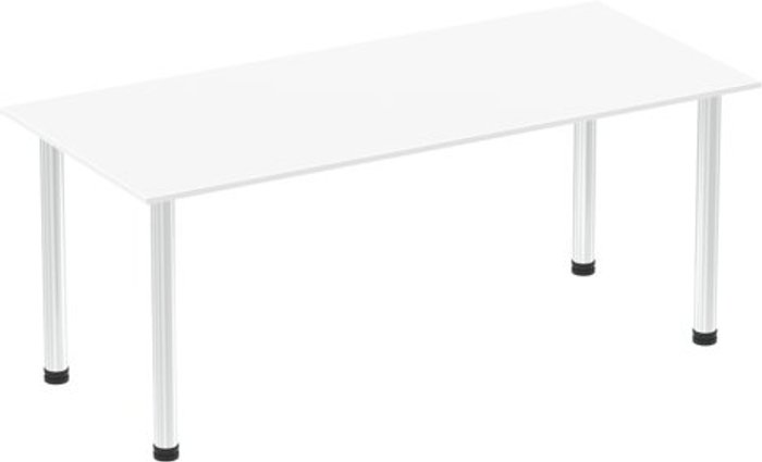 Office Monster | Impulse Impulse 1800mm Straight Table White Top Chrome Post Leg Impulse Impulse 1800mm Straight Table White Top Chrome Post Leg