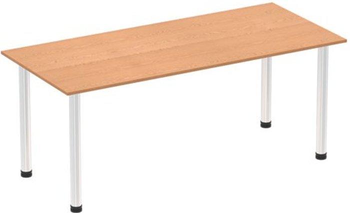 Office Monster | Impulse Impulse 1800mm Straight Table Oak Top Chrome Post Leg Impulse Impulse 1800mm Straight Table Oak Top Chrome Post Leg