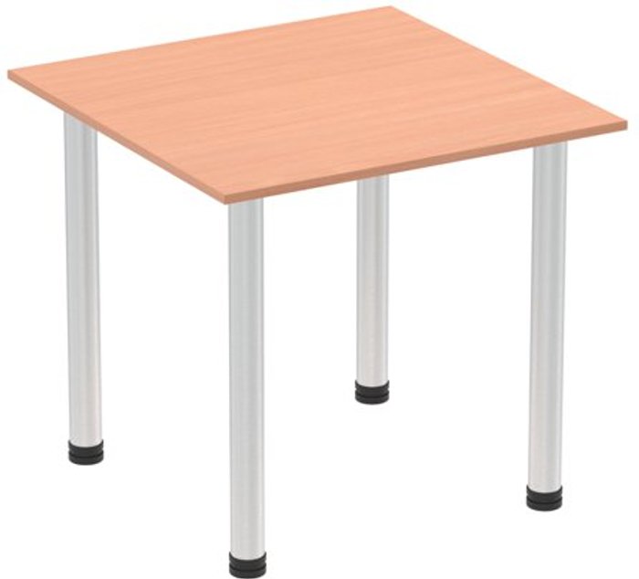 Office Monster | Impulse Impulse 800mm Square Table Beech Top Brushed Aluminium Post Leg Impulse Impulse 800mm Square Table Beech Top Brushed Aluminium Post Leg