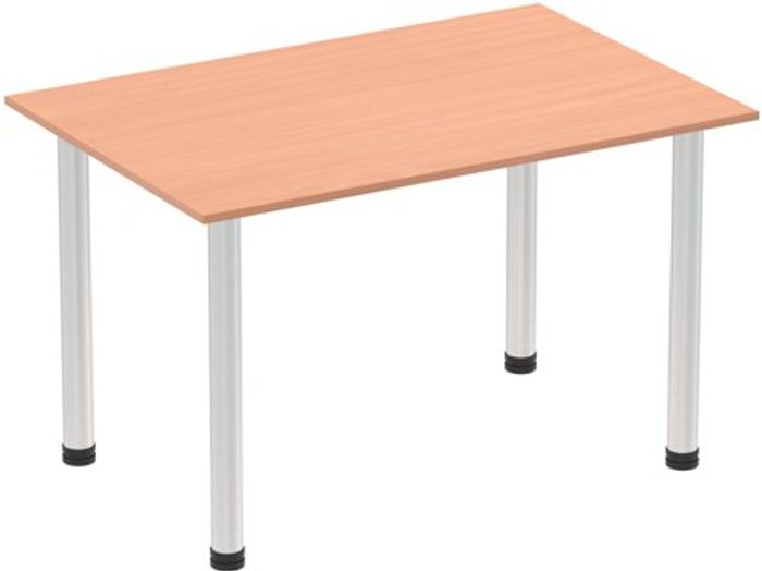 Office Monster | Impulse Impulse 1200mm Straight Table Beech Top Brushed Aluminium Post Leg Impulse Impulse 1200mm Straight Table Beech Top Brushed Aluminium Post Leg