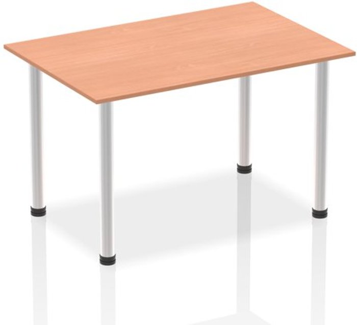 Office Monster | Impulse Impulse 1400mm Straight Table Beech Top Brushed Aluminium Post Leg Impulse Impulse 1400mm Straight Table Beech Top Brushed Aluminium Post Leg