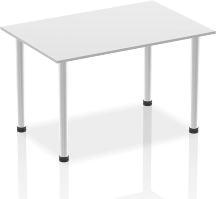 Office Monster | Impulse Impulse 1400mm Straight Table White Top Brushed Aluminium Post Leg Impulse Impulse 1400mm Straight Table White Top Brushed Aluminium Post Leg