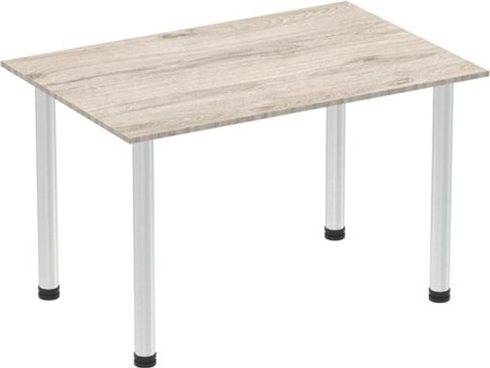 Office Monster | Impulse Impulse 1200mm Straight Table Grey Oak Top Brushed Aluminium Post Leg Impulse Impulse 1200mm Straight Table Grey Oak Top Brushed Aluminium Post Leg