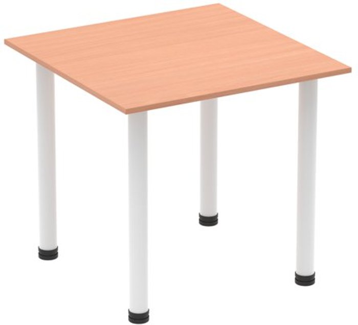 Office Monster | Impulse Impulse 800mm Square Table Beech Top White Post Leg Impulse Impulse 800mm Square Table Beech Top White Post Leg