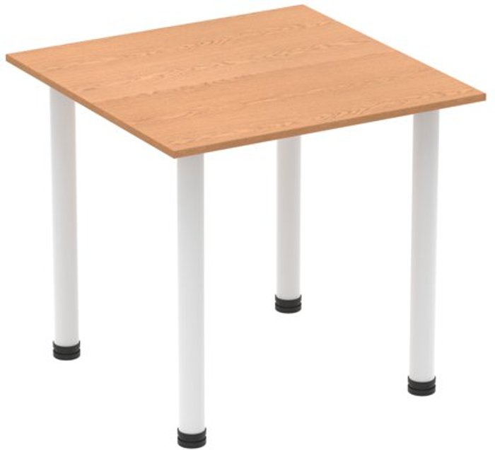 Office Monster | Impulse Impulse 800mm Square Table Oak Top White Post Leg Impulse Impulse 800mm Square Table Oak Top White Post Leg