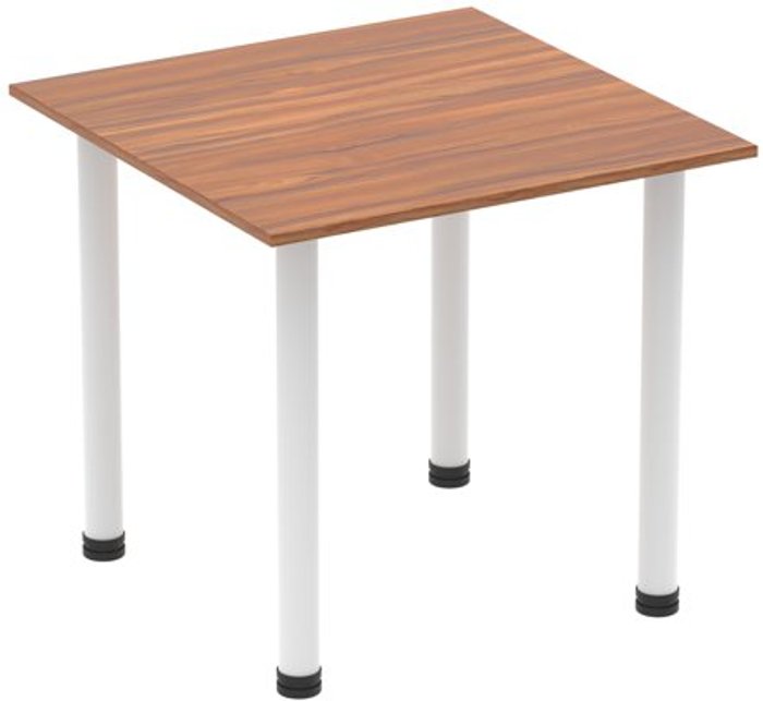 Office Monster | Impulse Impulse 800mm Square Table Walnut Top White Post Leg Impulse Impulse 800mm Square Table Walnut Top White Post Leg