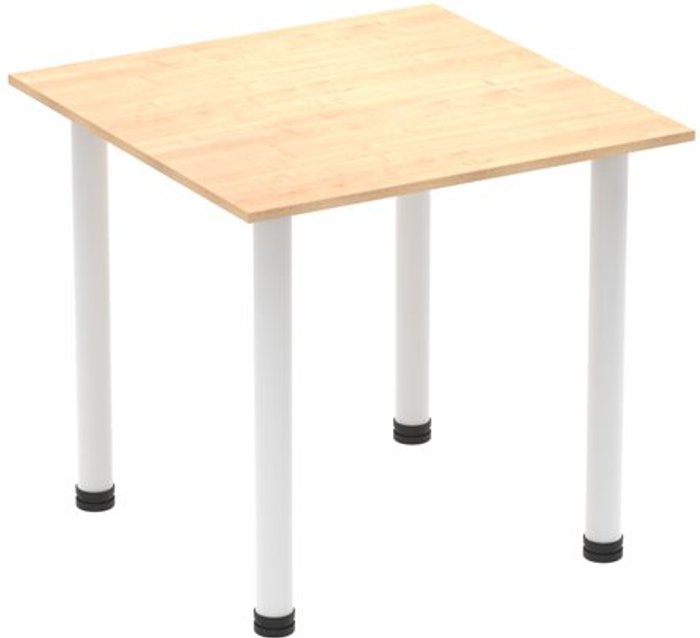 Office Monster | Impulse Impulse 800mm Square Table Maple Top White Post Leg Impulse Impulse 800mm Square Table Maple Top White Post Leg
