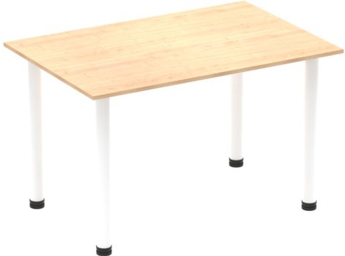 Office Monster | Impulse Impulse 1200mm Straight Table Maple Top White Post Leg Impulse Impulse 1200mm Straight Table Maple Top White Post Leg