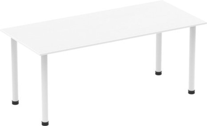 Office Monster | Impulse Impulse 1800mm Straight Table White Top White Post Leg Impulse Impulse 1800mm Straight Table White Top White Post Leg
