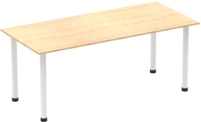 Office Monster | Impulse Impulse 1800mm Straight Table Maple Top White Post Leg Impulse Impulse 1800mm Straight Table Maple Top White Post Leg