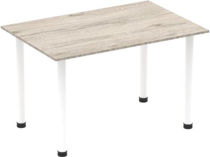 Office Monster | Impulse Impulse 1200mm Straight Table Grey Oak Top White Post Leg Impulse Impulse 1200mm Straight Table Grey Oak Top White Post Leg