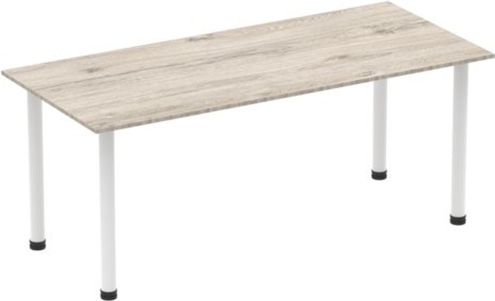 Office Monster | Impulse Impulse 1800mm Straight Table Grey Oak Top White Post Leg Impulse Impulse 1800mm Straight Table Grey Oak Top White Post Leg