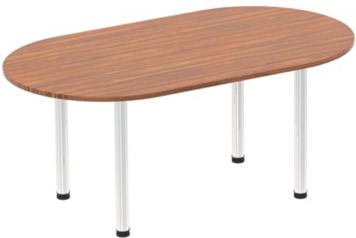 Office Monster | Impulse Impulse 1800mm Boardroom Table Walnut Top Chrome Post Leg Impulse Impulse 1800mm Boardroom Table Walnut Top Chrome Post Leg