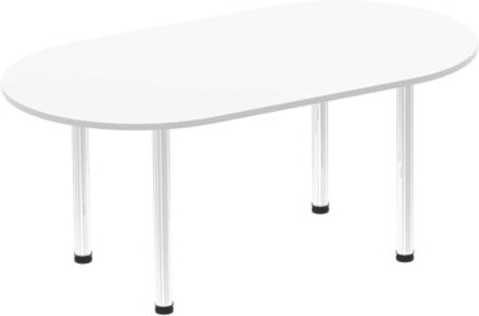 Office Monster | Impulse Impulse 1800mm Boardroom Table White Top Chrome Post Leg Impulse Impulse 1800mm Boardroom Table White Top Chrome Post Leg