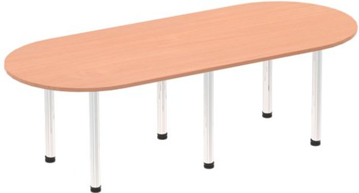 Office Monster | Impulse Impulse 2400mm Boardroom Table Beech Top Chrome Post Leg Impulse Impulse 2400mm Boardroom Table Beech Top Chrome Post Leg