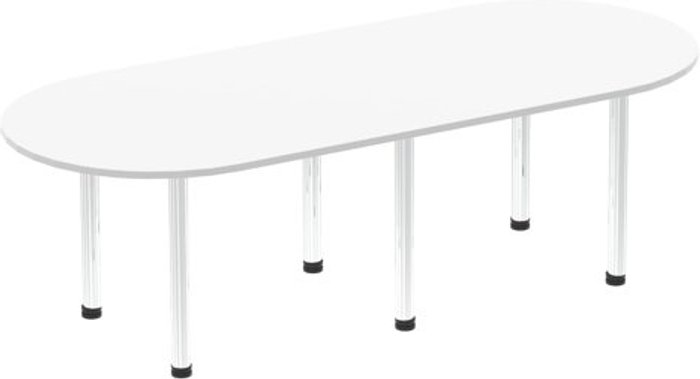 Office Monster | Impulse Impulse 2400mm Boardroom Table White Top Chrome Post Leg Impulse Impulse 2400mm Boardroom Table White Top Chrome Post Leg