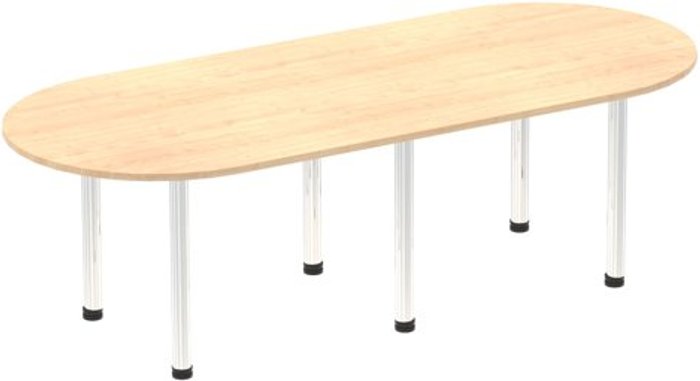 Office Monster | Impulse Impulse 2400mm Boardroom Table Maple Top Chrome Post Leg Impulse Impulse 2400mm Boardroom Table Maple Top Chrome Post Leg