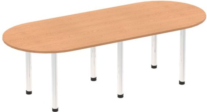 Office Monster | Impulse Impulse 2400mm Boardroom Table Oak Top Chrome Post Leg Impulse Impulse 2400mm Boardroom Table Oak Top Chrome Post Leg