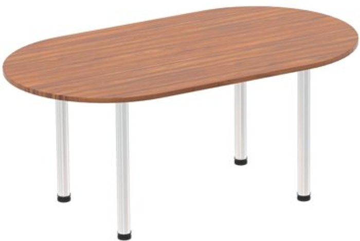 Office Monster | Impulse Impulse 1800mm Boardroom Table Walnut Top Brushed Aluminium Post Leg Impulse Impulse 1800mm Boardroom Table Walnut Top Brushed Aluminium Post Leg