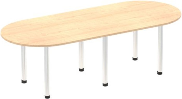 Office Monster | Impulse Impulse 2400mm Boardroom Table Maple Top Brushed Aluminium Post Leg Impulse Impulse 2400mm Boardroom Table Maple Top Brushed Aluminium Post Leg