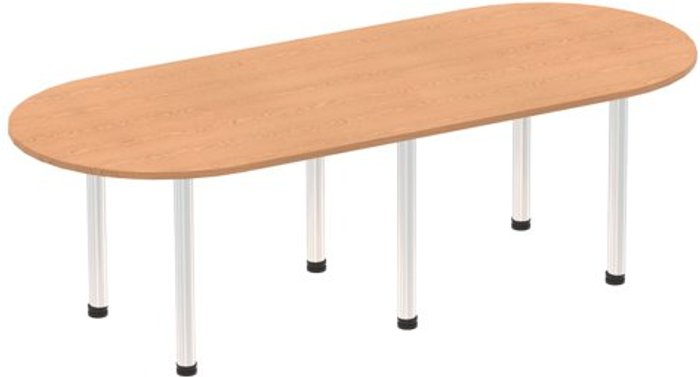 Office Monster | Impulse Impulse 2400mm Boardroom Table Oak Top Brushed Aluminium Post Leg Impulse Impulse 2400mm Boardroom Table Oak Top Brushed Aluminium Post Leg