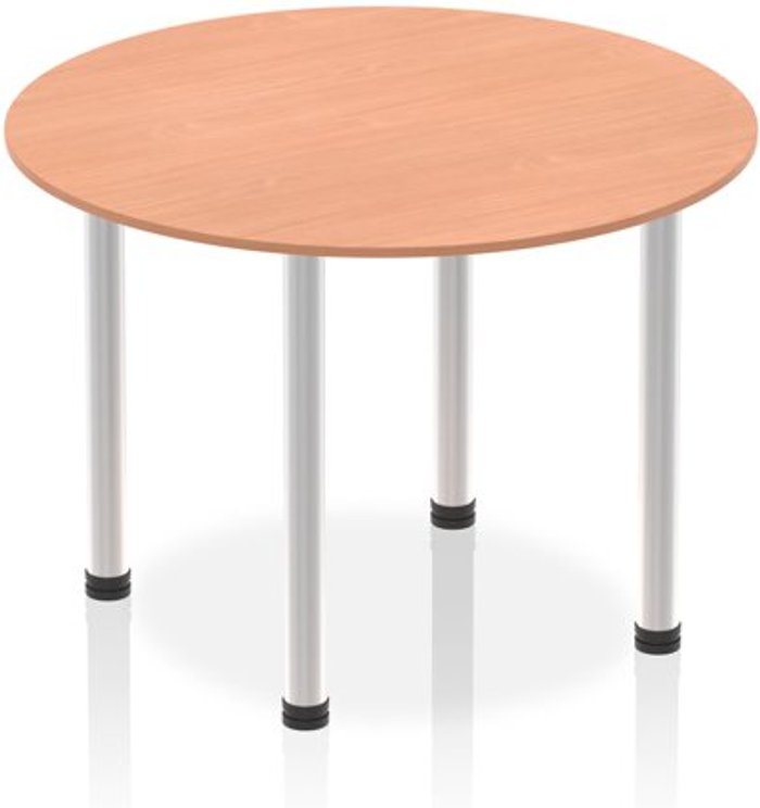 Office Monster | Impulse Impulse 1000mm Round Table Beech Top Brushed Aluminium Post Leg Impulse Impulse 1000mm Round Table Beech Top Brushed Aluminium Post Leg