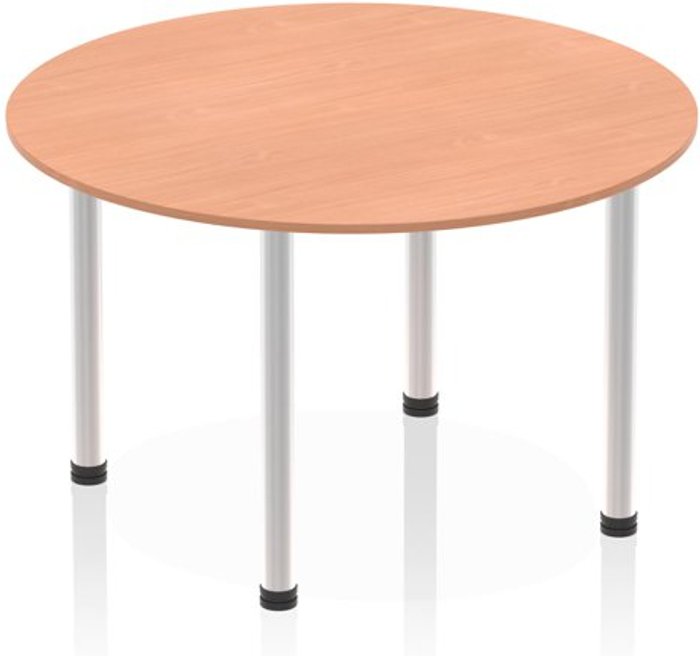 Office Monster | Impulse Impulse 1200mm Round Table Beech Top Brushed Aluminium Post Leg Impulse Impulse 1200mm Round Table Beech Top Brushed Aluminium Post Leg