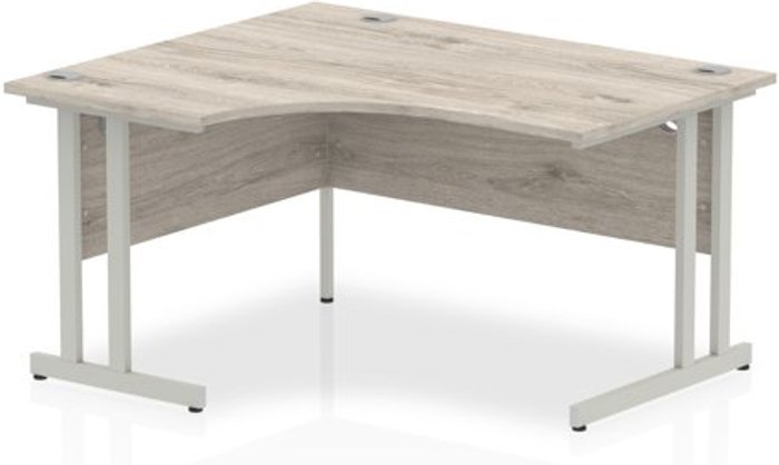 Office Monster | Impulse Impulse 1400mm Left Crescent Desk Grey Oak Top Silver Cantilever Leg Impulse Impulse 1400mm Left Crescent Desk Grey Oak Top Silver Cantilever Leg